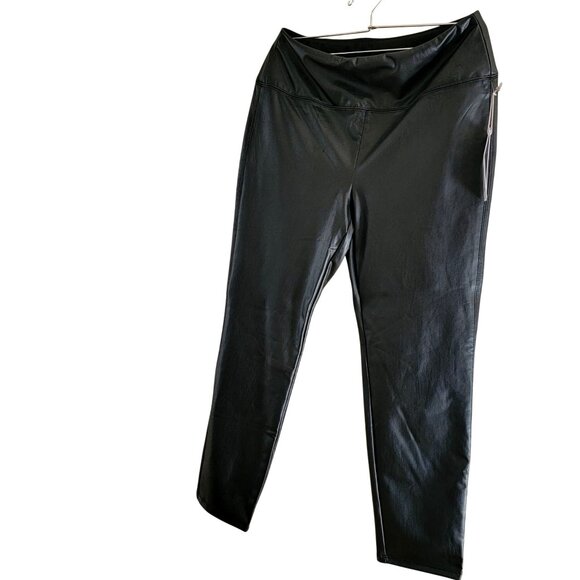 Soft Surroundings Black Faux Leather Pull-On Leggings High-Waisted  Size PM - Picture 3 of 12